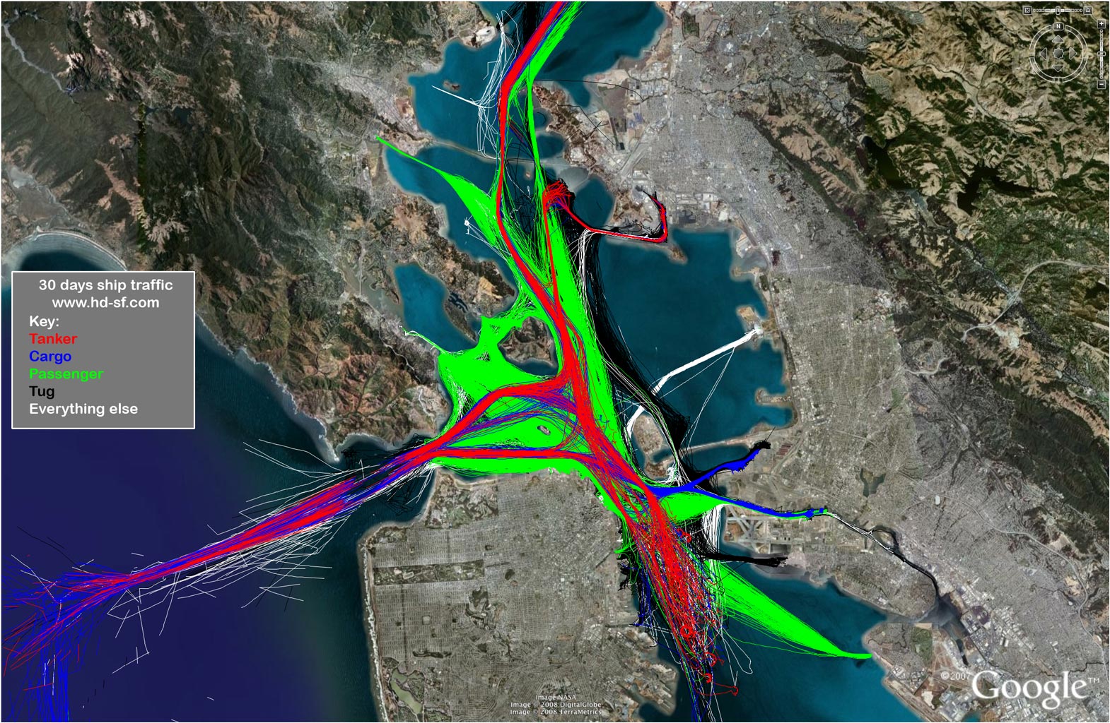 30 days ship traffic - San Francisco Bay