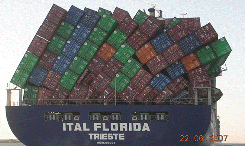 Damaged Containers aboard ship