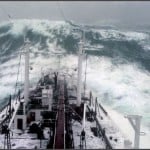 A wall of water approaches the Stolt Surf in Oct. 1977 Photo: Karsten Petersen, www.global-mariner.com