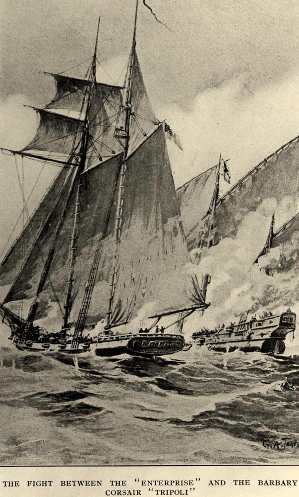 The fight between USS Enterprise and the Barbary Corsair, Tripoli, 1 August 1801