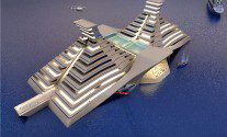 floatel ship - pyramid shape floating hotel