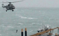 A Mexican Navy helicopter hovers above the abandoned Trinity II. Photo courtesy Mexican Navy