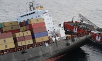 Nearly all containers have been removed from the stern of the Rena as seen in this photo taken November 23.  Photo: Mariitme New Zealand