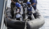 lowering the RHIB on Fort Vic rhib fort victoria pirates seychelles