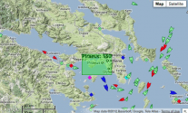 The Alpha 1 reportedly sank just outside the harbor of the Central Port of Eleusis, mapped here.
