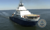 Screen shot 2012-05-03 at 3.26.19 PM In March, Shell took delivery of the M/V Aiviq, a 360-foot ice class anchor handler built by Edison Chouest Offshore. The vessel will support Shell's Arctic exploration program and is being touted as one of the most technically advanced polar-class vessels in the world.