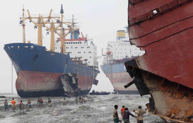 Ship breaking at Anang Beach, Mumbai, India