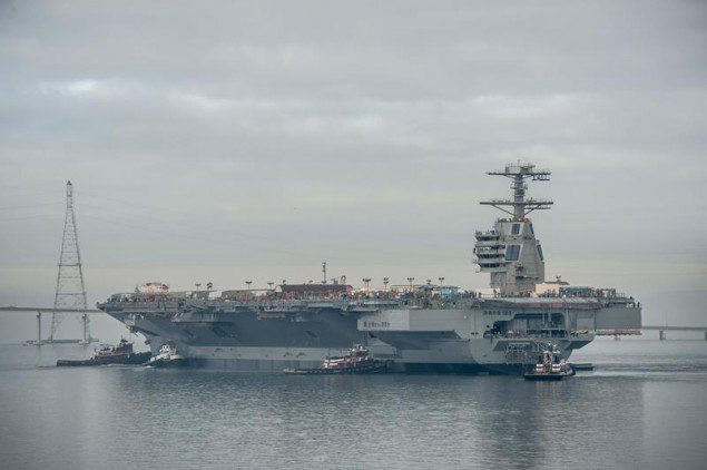 Gerald R. Ford (CVN-78) float out at Huntington Ingalls shipyard in November 2013. Photo by Chris Oxley