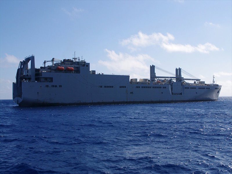 The USNS Red Cloud with a damaged U.S. Army helicopter on its deck sails off Okinawa island, southern Japan, in this handout photo taken and released by the 11th Regional Coast Guard Headquarters - Japan Coast Guard August 12, 2015. The helicopter crashed in waters off the Japanese southern island of Okinawa during a training mission on Wednesday, injuring six people and prompting Japan's government to demand a probe and steps to prevent a recurrence.  Mandatory Credit REUTERS/11th Regional Coast Guard Headquarters - Japan Coast Guard/Handout via ReutersATTENTION EDITORS - THIS PICTURE WAS PROVIDED BY A THIRD PARTY. REUTERS IS UNABLE TO INDEPENDENTLY VERIFY THE AUTHENTICITY, CONTENT, LOCATION OR DATE OF THIS IMAGE. FOR EDITORIAL USE ONLY. NOT FOR SALE FOR MARKETING OR ADVERTISING CAMPAIGNS. THIS PICTURE IS DISTRIBUTED EXACTLY AS RECEIVED BY REUTERS, AS A SERVICE TO CLIENTS. MANDATORY CREDIT