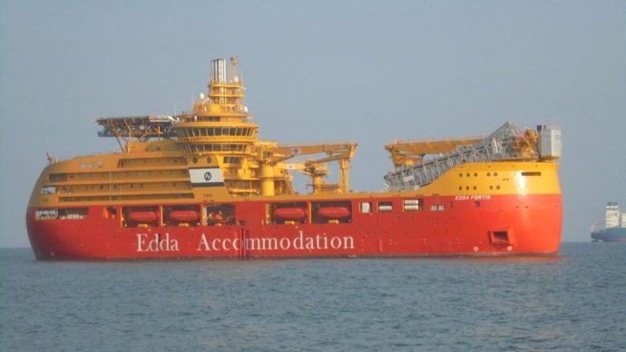 An undated file photo of the Edda Fortis under construction at Hyundai Heavy Industries in South Korea. Photo credit: Edda Accommodation