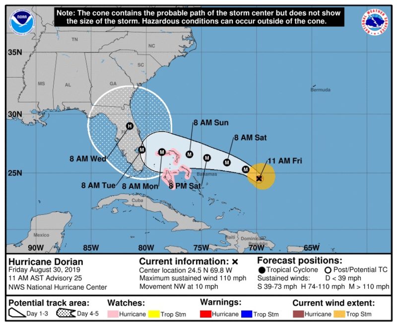 Florida Braces for Direct Hit from Strengthening Hurricane Dorian
