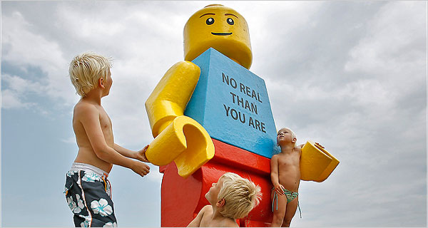 Giant Lego Man at the beach
