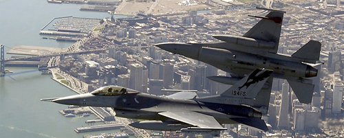 F-16 Flying over San Francisco
