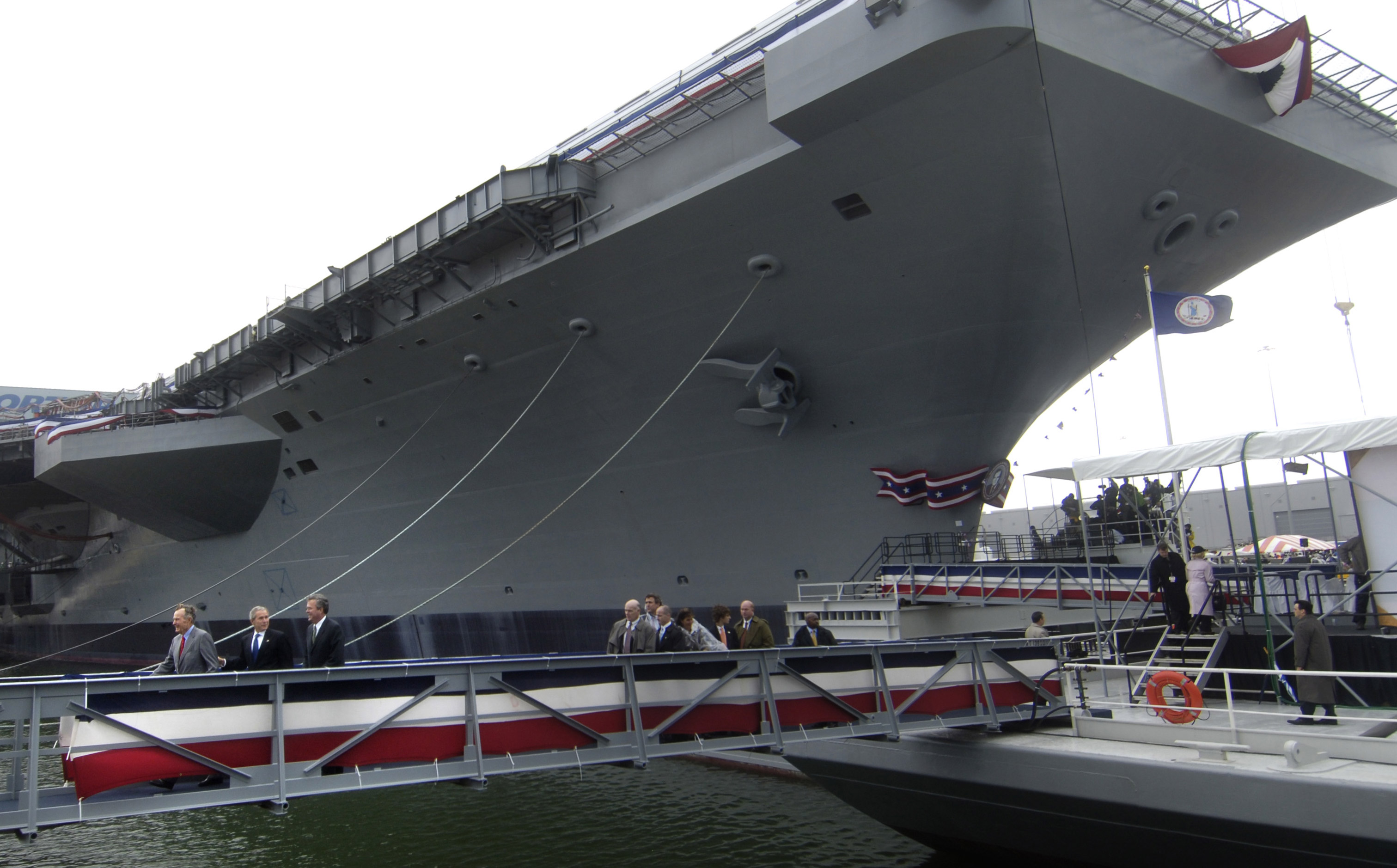 gw_ghw_and_jeb_bush_after_christening_carrier_vessel
