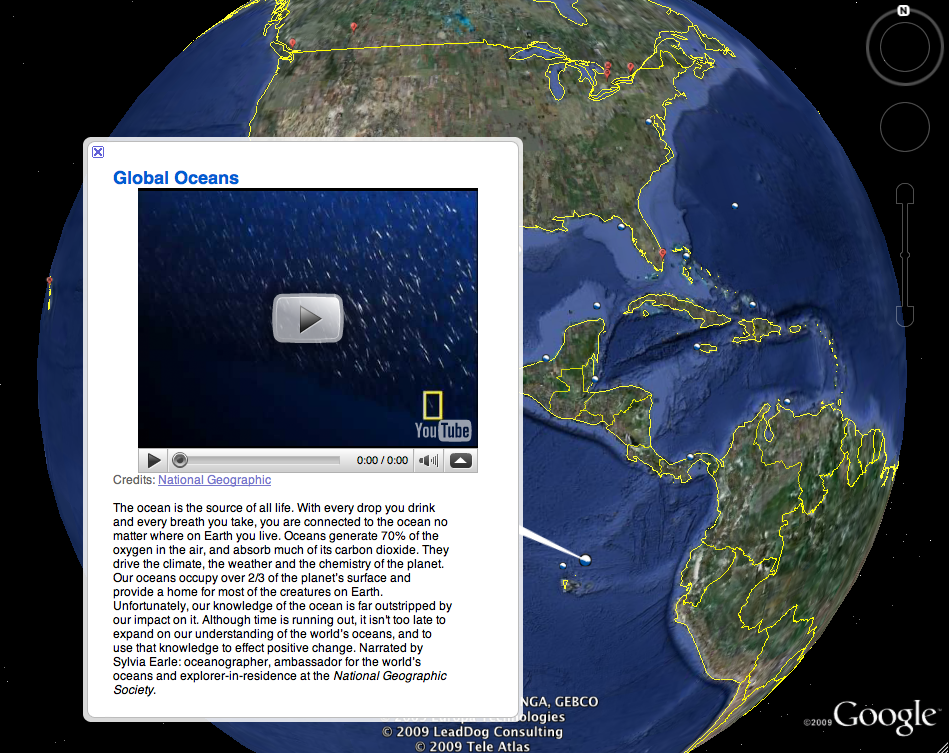 Oceans in Google Earth