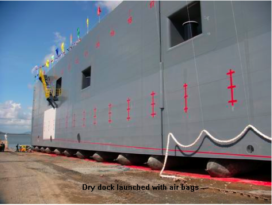 Dry dock launched with airbags