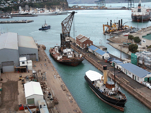 Drydock with crane barge