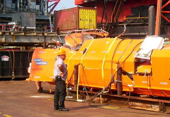 Rig Lifeboat in Shipyard - Damaged