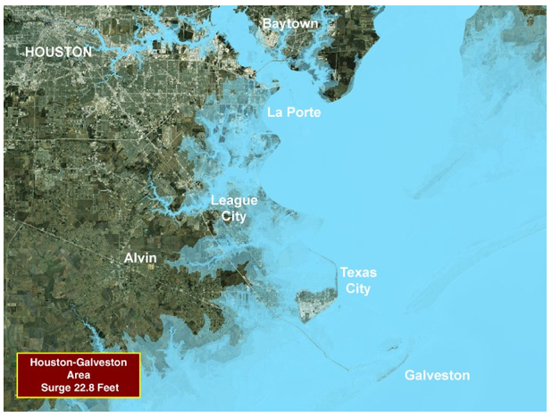 Projected Storm Surge From Hurricane Ike - Mapped