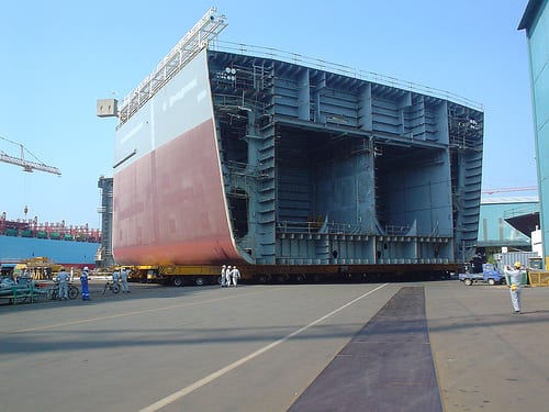 Exploratory Drillship In Shipyard