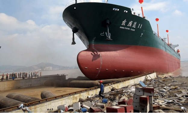 Marine Air Bags? A Most Unusual Way To Launch A Ship