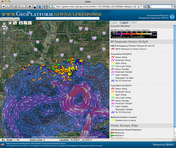 Real Time Mapping of BP Oil Spill Response Vessels