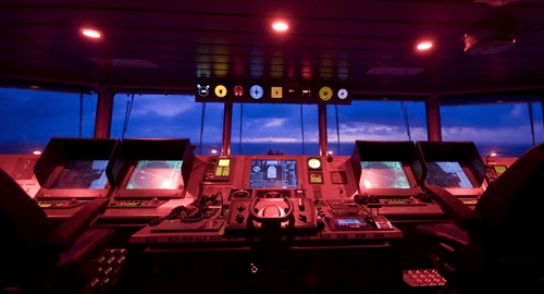 Integrated Bridge System With ECDIS - Electronic Chart Display showing tech data