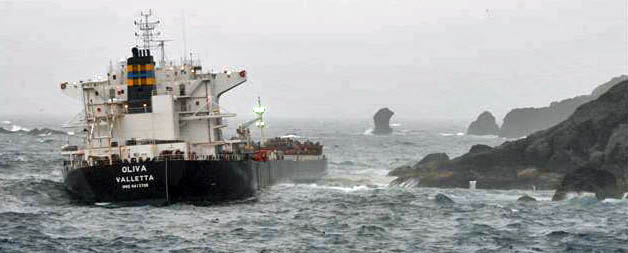 Bulk carrier runs aground on remote South Atlantic Island sparking fears of environmental disaster