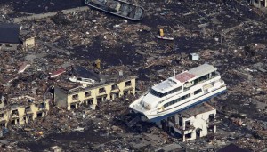 Japan Tsunami - Ferry On Top Of Building
