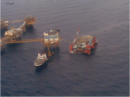 Incident Photos – Pemex’s Flotel Jupiter platform partially sinks in Gulf of Mexico