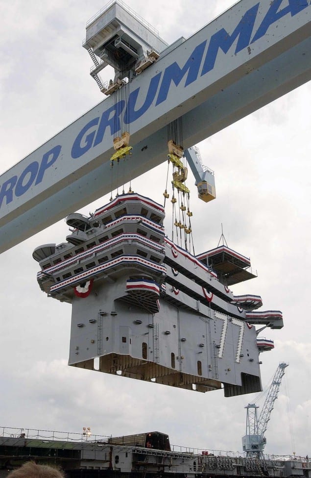 Super lift aboard the aircraft carrier George H.W. Bush CVN 77.