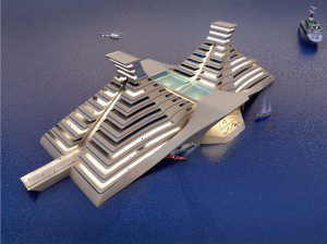 floatel ship - pyramid shape floating hotel