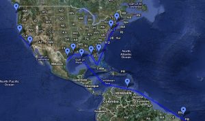 USA Ship Voyages - Google Maps