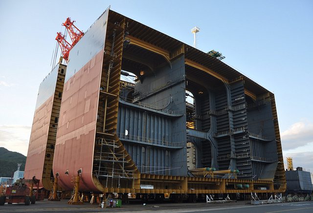 VLCC shipyard DSME block sections shipbuilding