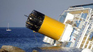Costa Concordia funnel stack grounding sinking