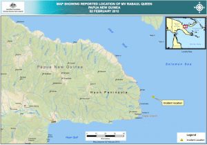 Map MV Rabaul Queen incident