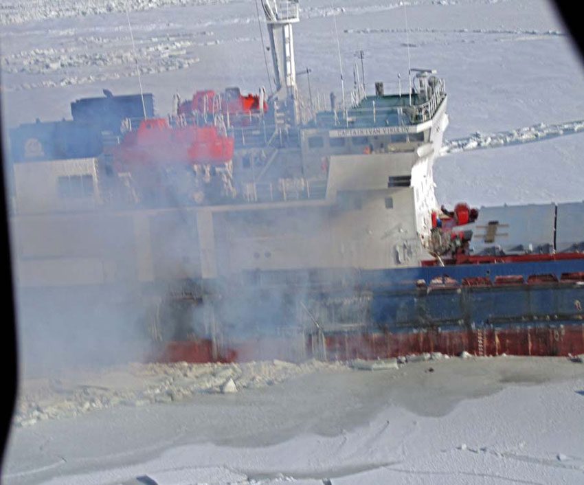 14 Rescued as Cargo Ship Catches Fire in Frozen Azov Sea