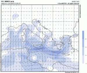 surface wind analysis mediterranean