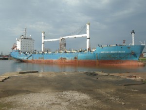 cargo ship laid up
