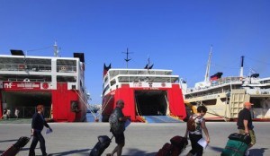 greek ferries dock passengers luggage