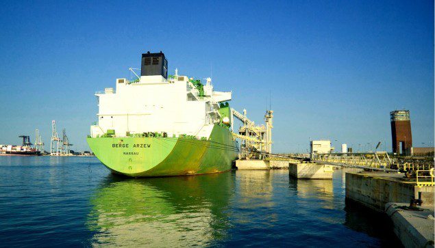 Satellite lng tanker offloading cargo