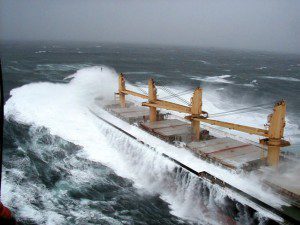 bulk carrier heavy seas storm ocean waves