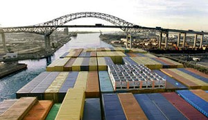 long beach container ship bridge