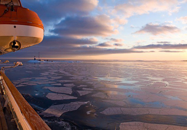 arctic ice sea lifeboat lighthouse sunset