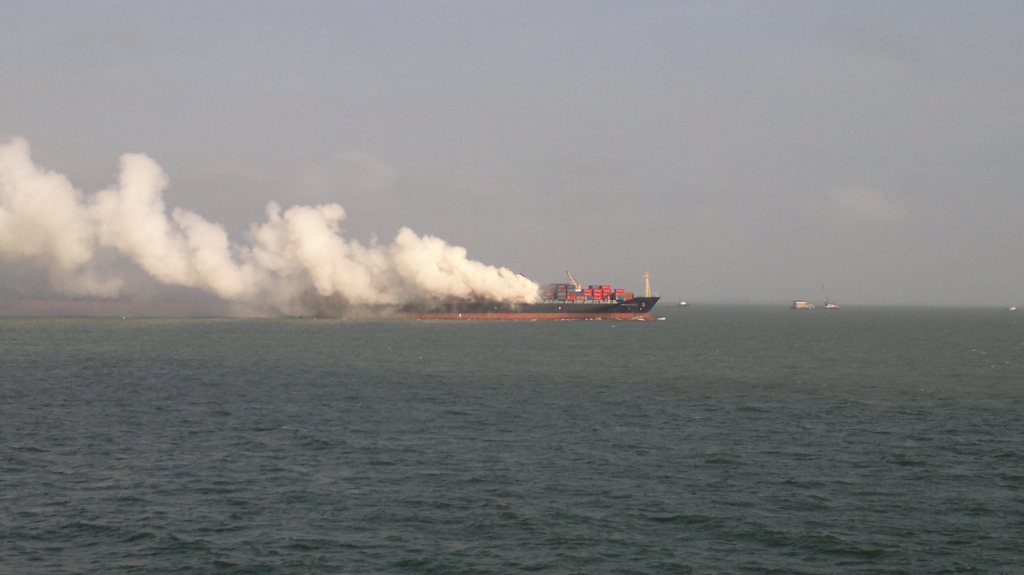 WATCH: Containership MV Amsterdam Bridge Catches Fire [UPDATED]