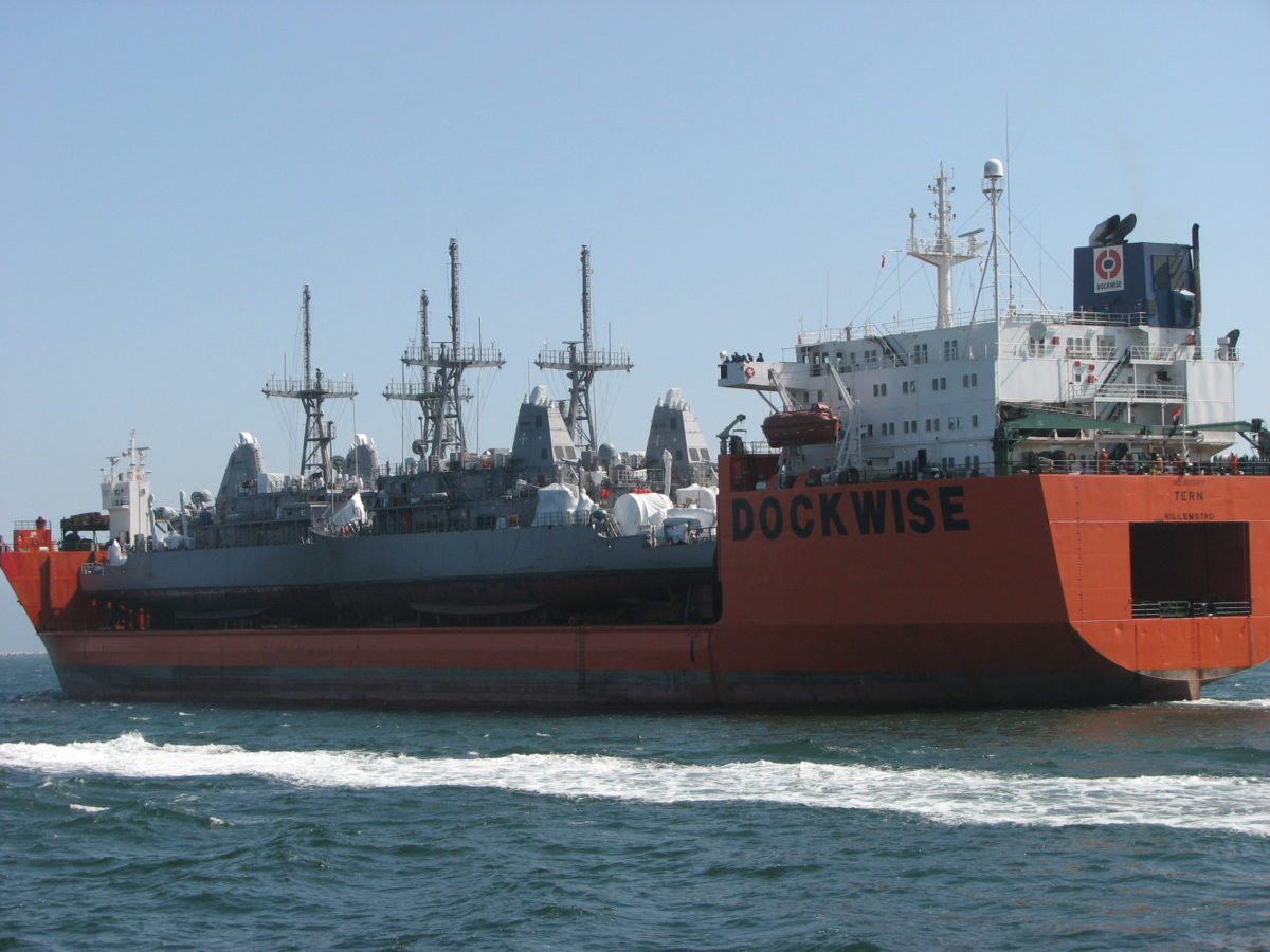 us navy minesweeper dockwise heavy lift