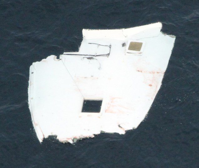 A piece of boat found in the debris field. US Coast Guard Photo