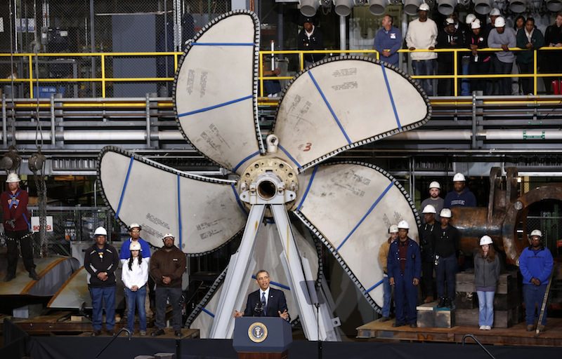 Shipyard Photos of The Day – President Obama Talks Sequestration at Newport News Shipbuilding