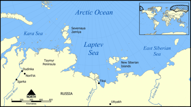 laptev sea map arctic