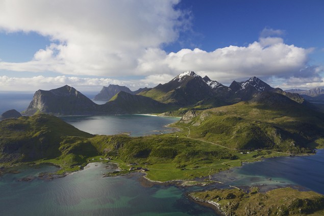 lofoten islands norway aerial scenic landscape